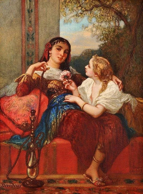 Donne orientali con narghilè